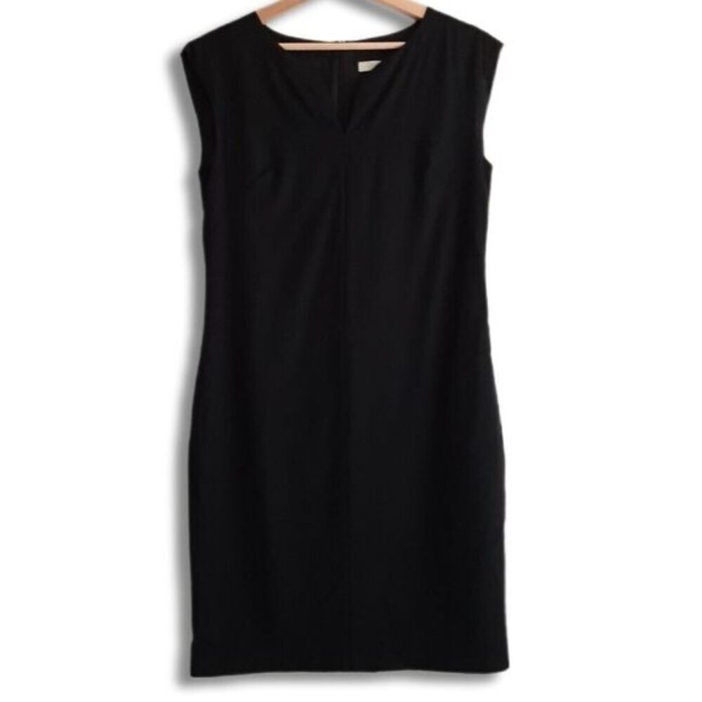 JOSEF | Classic Sleeveless Sheath Split Neck Mini Dress Black Sz S